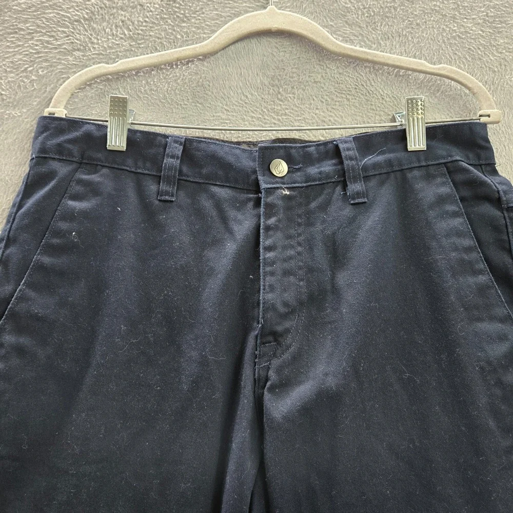 Volcom Men Pants 32 Blue Chino Straight Pockets Mid Rise Polyester‎ 30 in Inseam